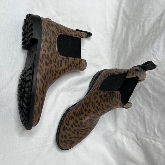Joules Womens Leopard Print Rubber Chelsea Welly Rainboots Size US 7 EU 38 UK 5 - Picture 6 of 12